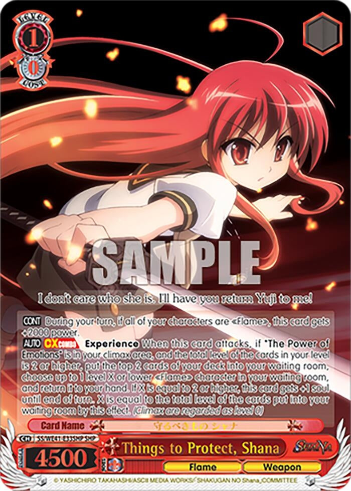 Image for Things to Protect, Shana (SHP) (Shakugan no Shana Premium Booster) (SS/WE41-E33SHP SHP) - Weiss Schwarz