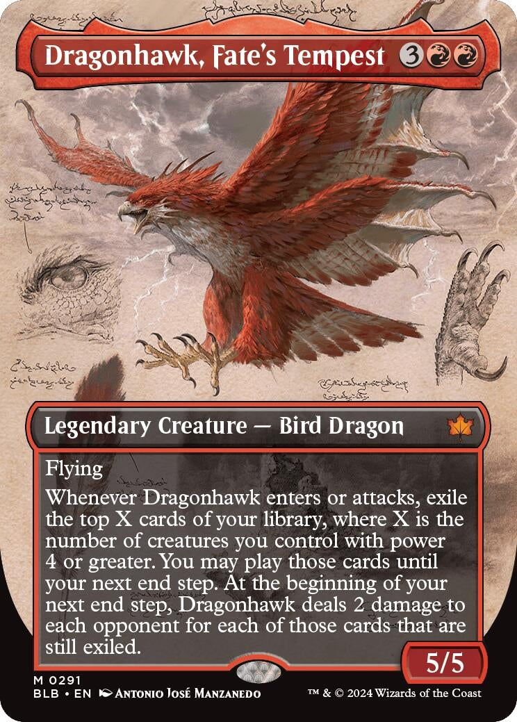 Image for Dragonhawk, Fate's Tempest (Borderless) (Bloomburrow) (291) - Magic: The Gathering
