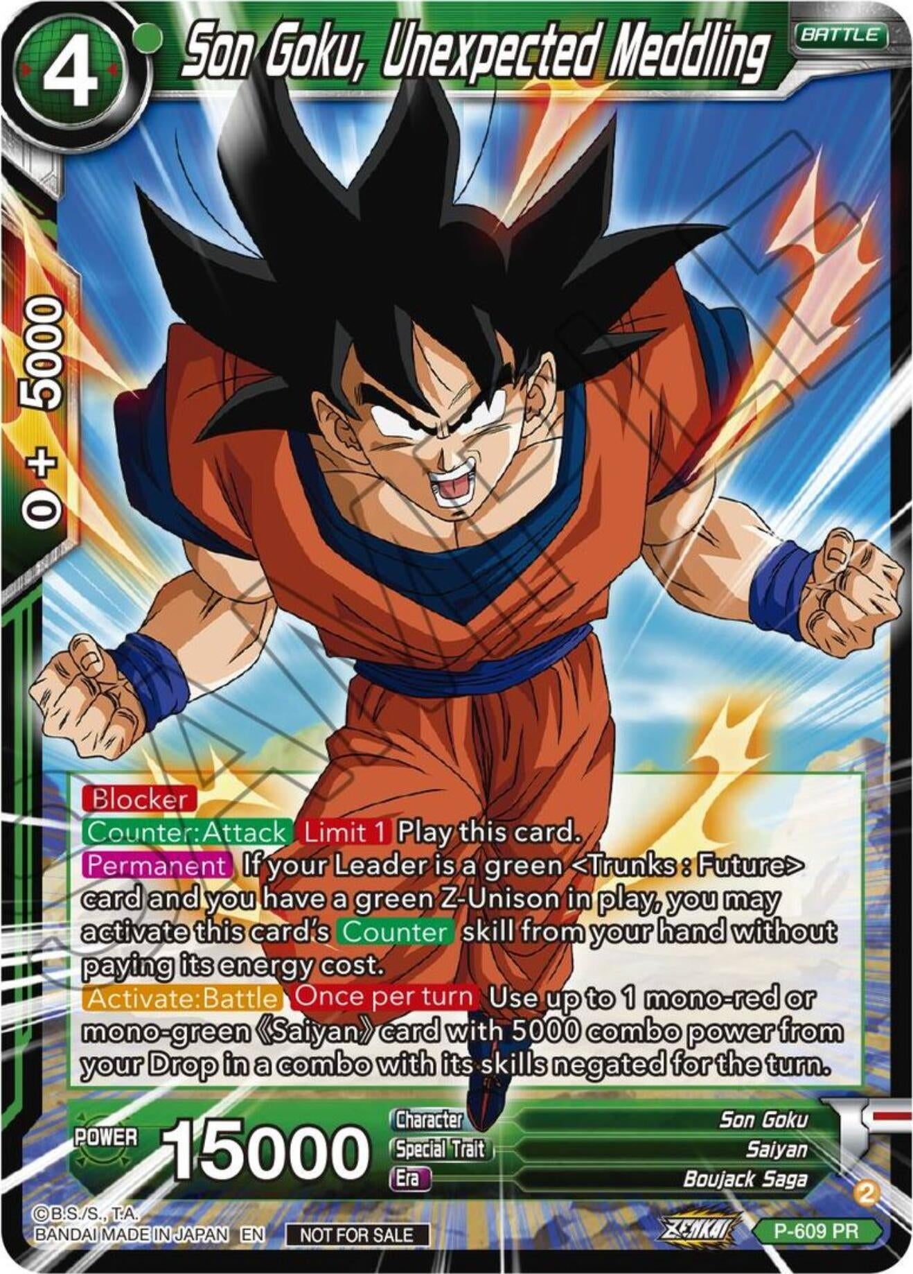 Image for Son Goku, Unexpected Meddling (Zenkai Series Tournament Pack Vol.8) (Tournament Promotion Cards) (P-609) - Dragon Ball Super: Masters