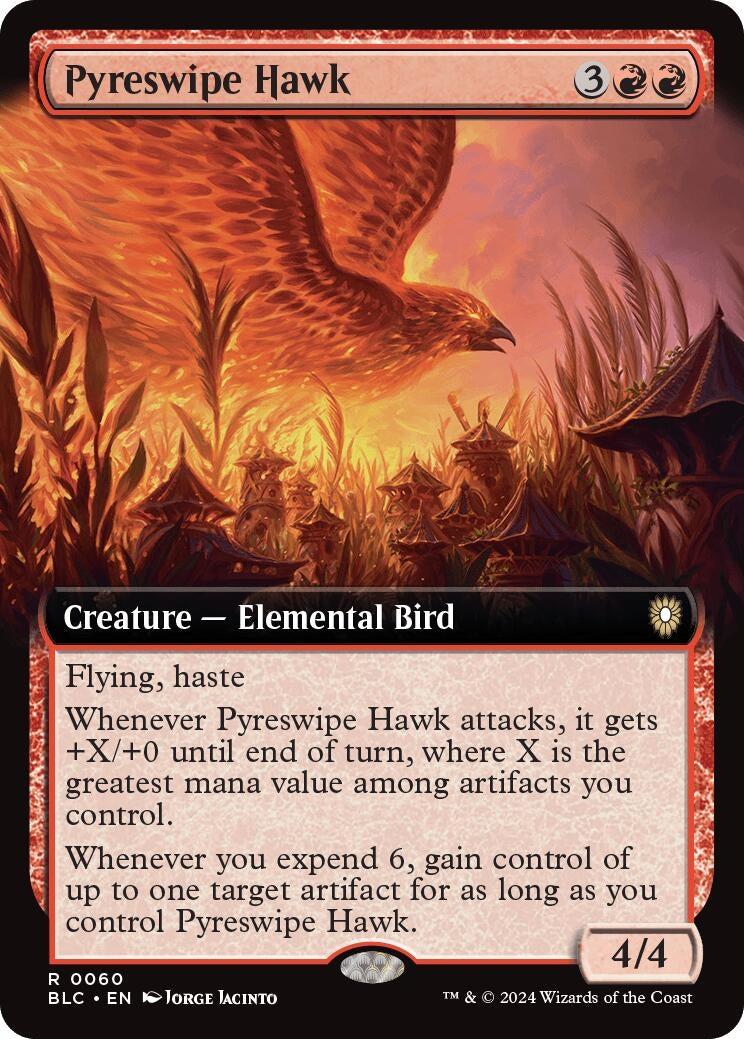 Image for Pyreswipe Hawk (Extended Art) (Commander: Bloomburrow) (60) - Magic: The Gathering