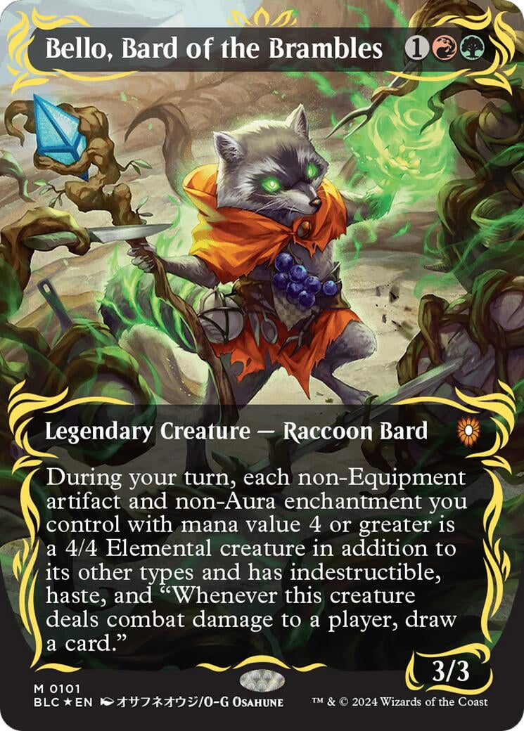 Image for Bello, Bard of the Brambles (Borderless) (Raised Foil) (Commander: Bloomburrow) (101) - Magic: The Gathering