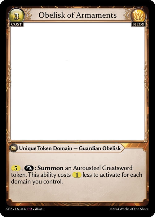 Image for Obelisk of Armaments (Supporter Pack 2) (032) - Grand Archive TCG