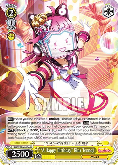 Image for "A Happy Birthday" Rina Tennoji (Love Live! School Idol Festival Series 10th Anniversary Premium Booster) (LNJ/WE39-E010 N) - Weiss Schwarz