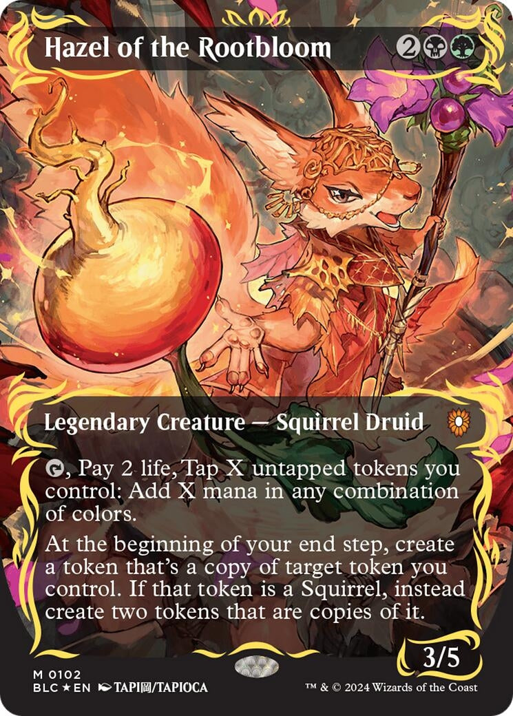 Image for Hazel of the Rootbloom (Borderless) (Raised Foil) (Commander: Bloomburrow) (102) - Magic: The Gathering