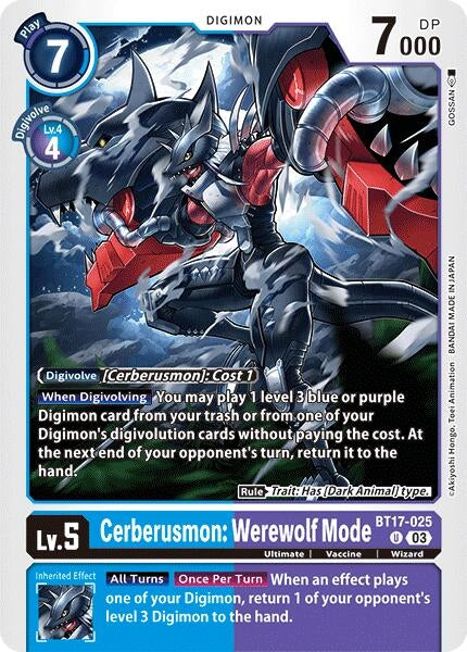 Image for Cerberusmon: Werewolf Mode (BT17) (BT17-025 U) - Digimon Card Game