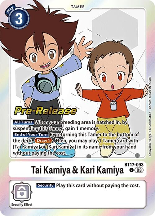 Image for Tai Kamiya & Kari Kamiya (BT17_PR) (BT17-093 R) - Digimon Card Game