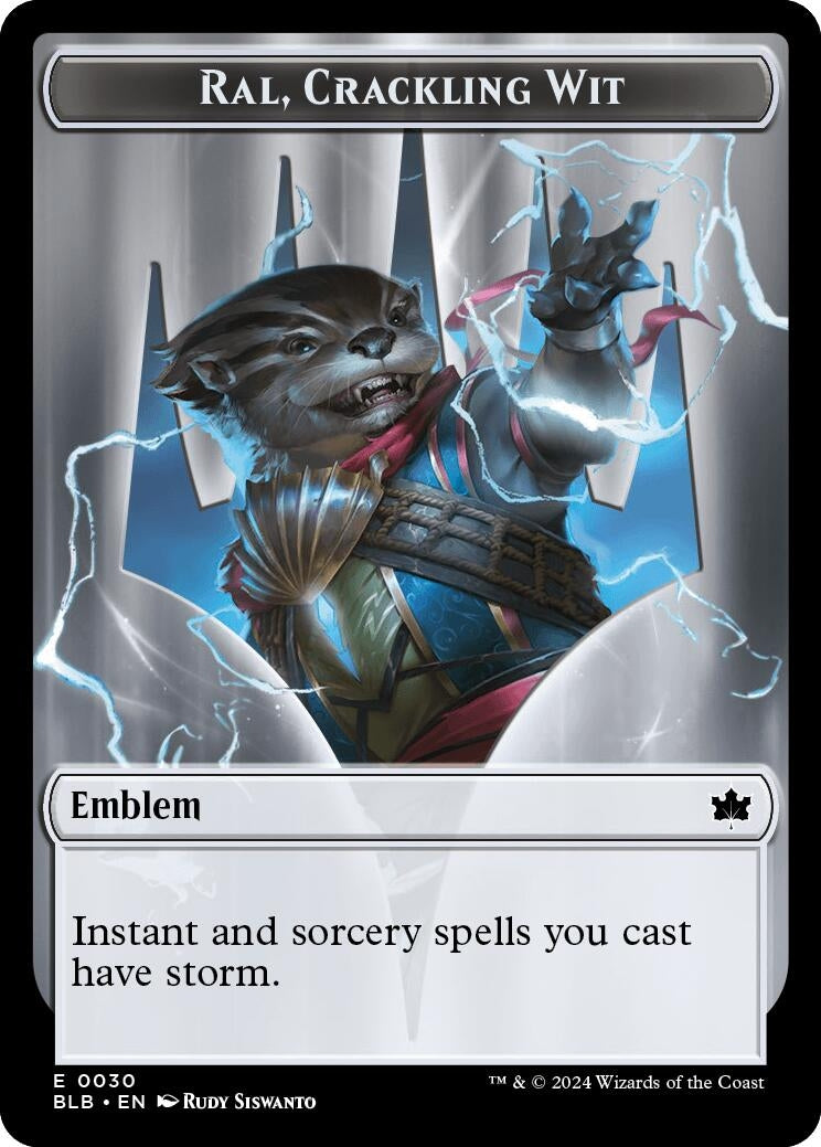 Image for Emblem - Ral, Crackling Wit // Bushy Bodyguard Double-Sided Token (Bloomburrow) (30 // 20) - Magic: The Gathering