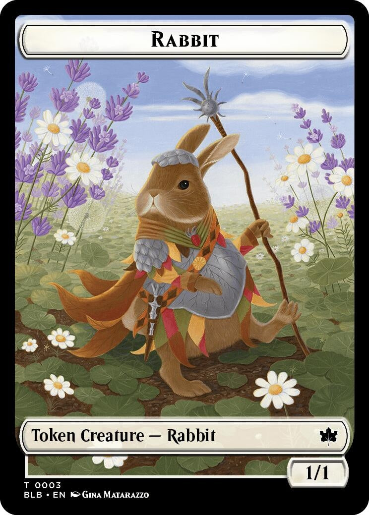 Image for Rabbit // Flowerfoot Swordmaster Double-Sided Token (Bloomburrow) (3 // 1) - Magic: The Gathering