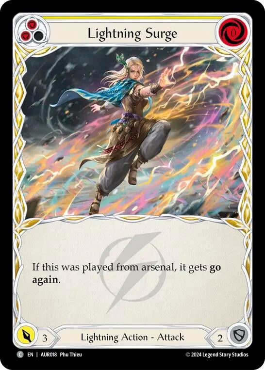 Image for Lightning Surge (Yellow) (1st Strike) (AUR018) - Flesh and Blood TCG