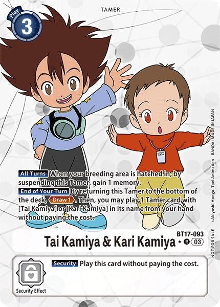 Image for Tai Kamiya & Kari Kamiya (Box Promotion Pack: Secret Crisis) (BT17) (BT17-093 R) - Digimon Card Game