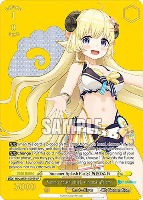 Image for Summer Splash Party! Tsunomaki Watame (SP) (hololive production Summer Collection Premium Booster) (HOL/WE44-E09SP SP) - Weiss Schwarz