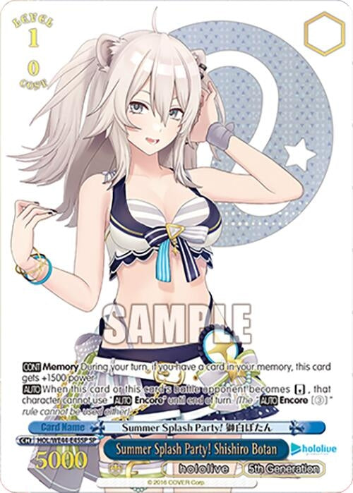 Image for Summer Splash Party! Shishiro Botan (SP) (hololive production Summer Collection Premium Booster) (HOL/WE44-E45SP SP) - Weiss Schwarz