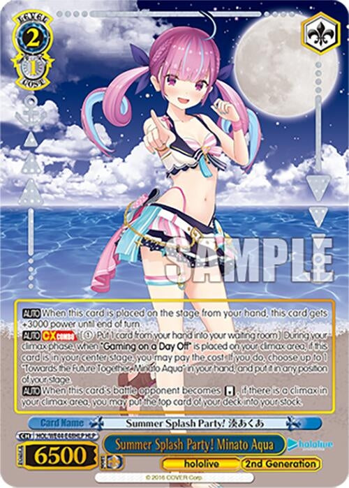 Image for Summer Splash Party! Minato Aqua (HLP) (hololive production Summer Collection Premium Booster) (HOL/WE44-E48HLP HLP) - Weiss Schwarz