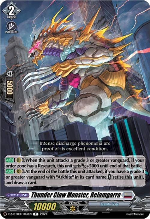 Image for Thunder Claw Monster, Relamgarra (DZ-BT03: Dimensional Transcendence) (DZ-BT03/104EN) - Cardfight Vanguard