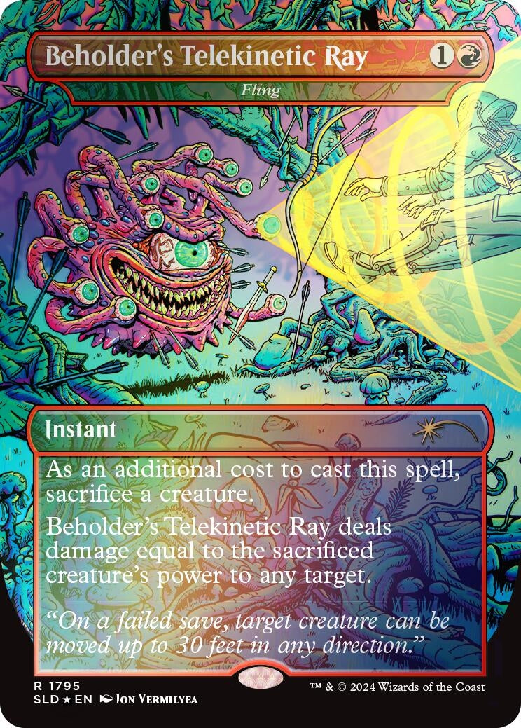 Image for Beholder's Telekinetic Ray - Fling (Rainbow Foil) (Secret Lair Drop Series) (1795) - Magic: The Gathering