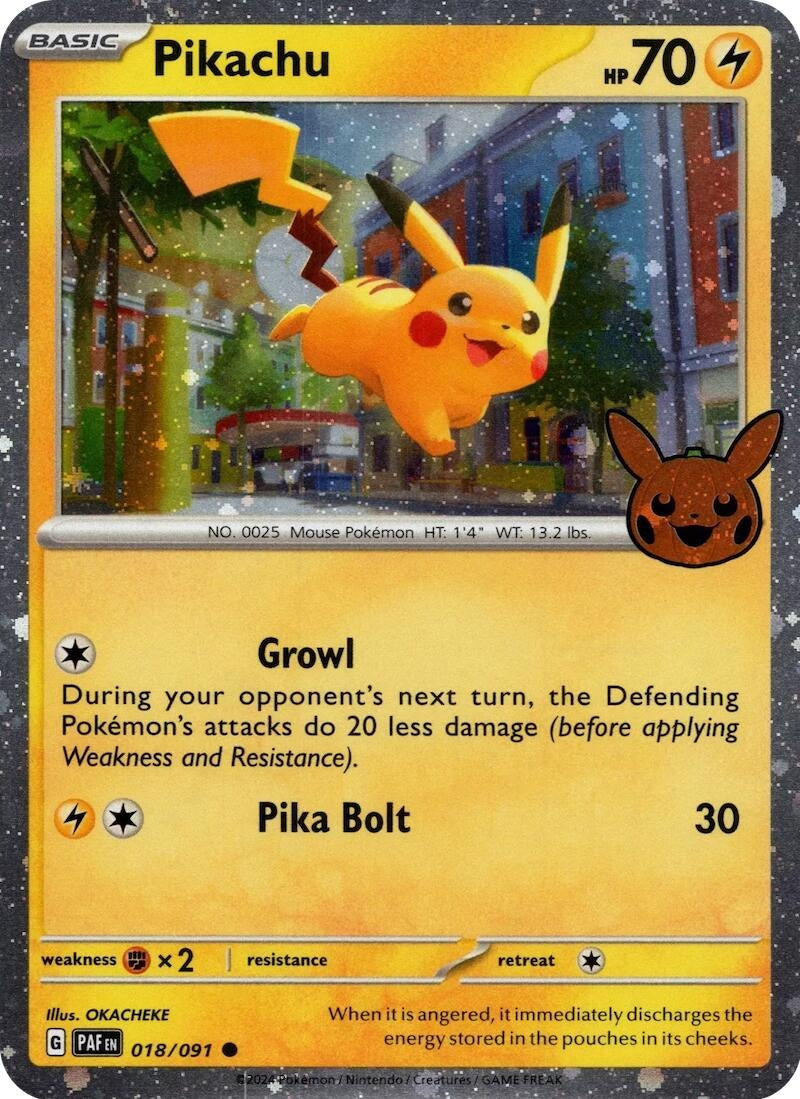Image for Pikachu - 018/091 (Cosmos Holo) (Trick or Trade BOOster Bundle 2024) (018/091) - Pokemon