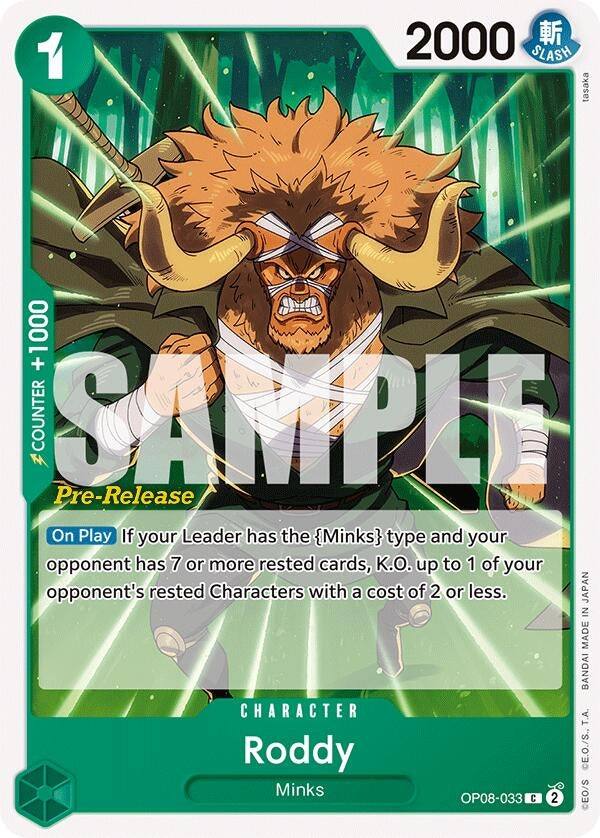 Image for Roddy (Two Legends Pre-Release Cards) (OP08-033) - One Piece Card Game