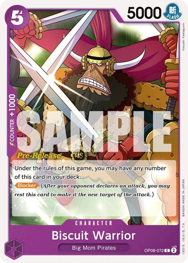 Image for Biscuit Warrior (Two Legends Pre-Release Cards) (OP08-072) - One Piece Card Game