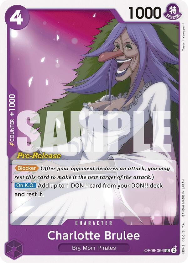 Image for Charlotte Brulee (Two Legends Pre-Release Cards) (OP08-066) - One Piece Card Game