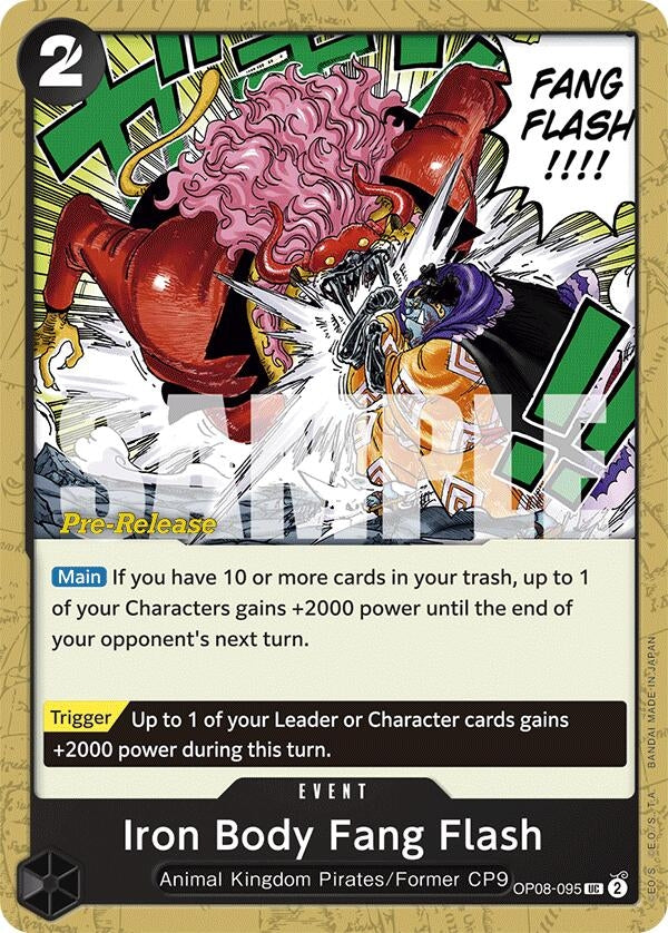 Image for Iron Body Fang Flash (Two Legends Pre-Release Cards) (OP08-095) - One Piece Card Game