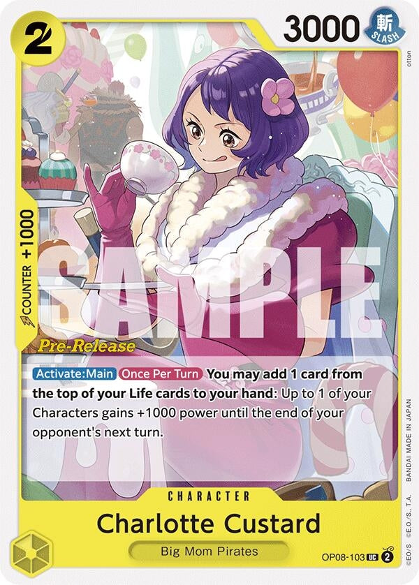 Image for Charlotte Custard (Two Legends Pre-Release Cards) (OP08-103) - One Piece Card Game