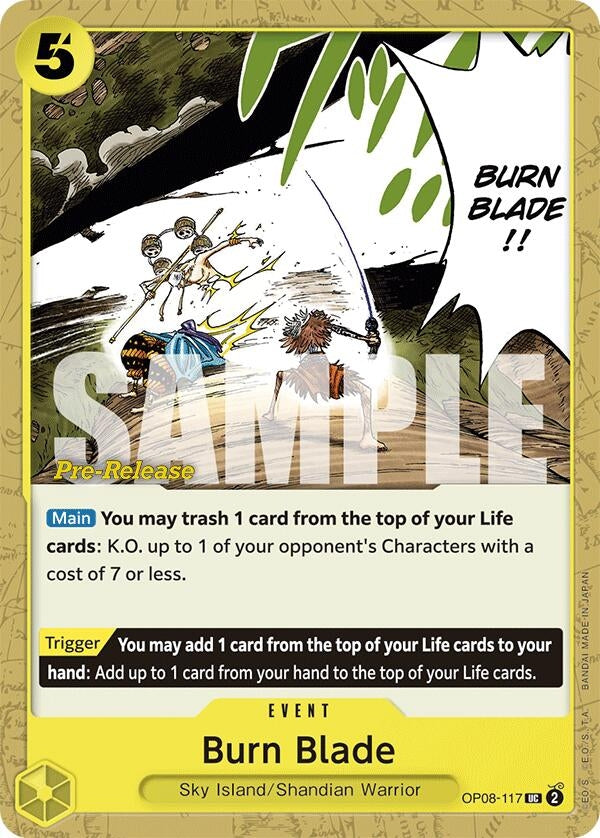Image for Burn Blade (Two Legends Pre-Release Cards) (OP08-117) - One Piece Card Game