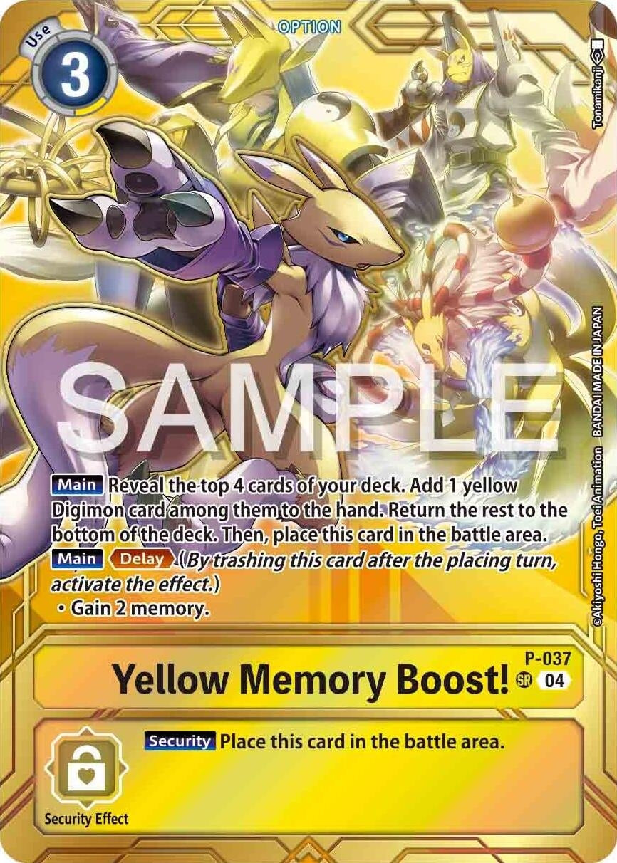 Image for Yellow Memory Boost! - P-037 (Premium Card Collection - Memory Boost! Set) (D-PR) (P-037 P) - Digimon Card Game