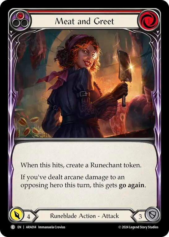 Image for Meat and Greet (Red) (Blitz Deck: Rosetta - Aurora) (ARA014) - Flesh and Blood TCG