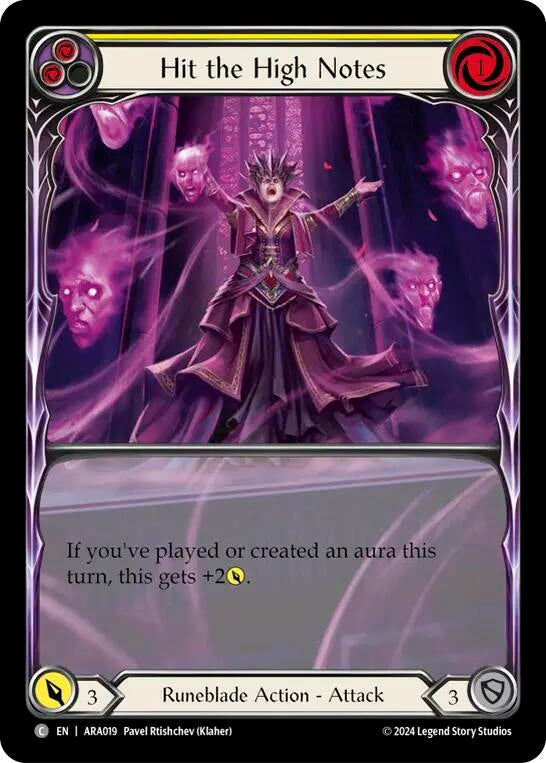 Image for Hit the High Notes (Yellow) (Blitz Deck: Rosetta - Aurora) (ARA019) - Flesh and Blood TCG