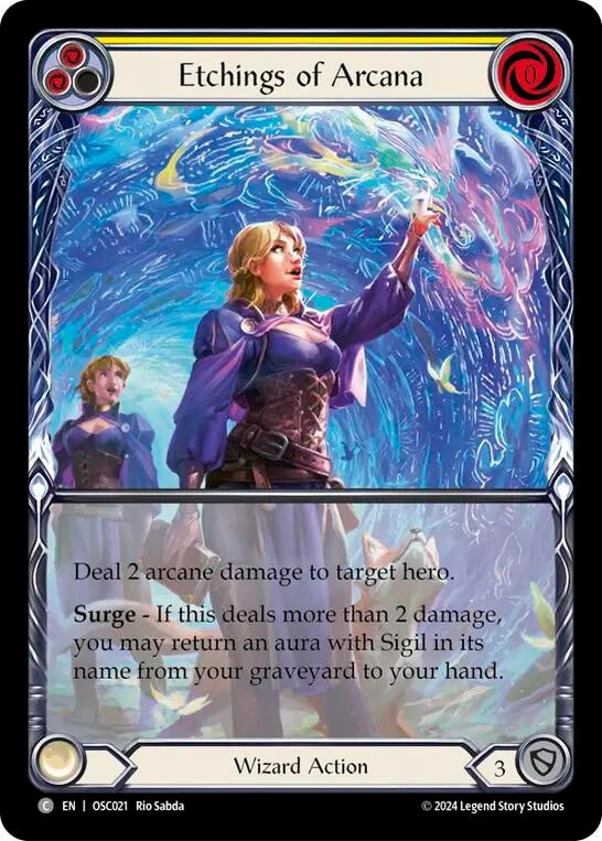 Image for Etchings of Arcana (Yellow) (Blitz Deck: Rosetta - Oscilio) (OSC021) - Flesh and Blood TCG