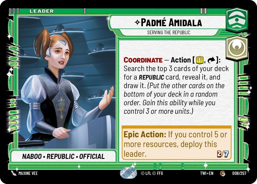 Image for Padmé Amidala - Serving the Republic (Twilight of the Republic) (008/257) - Star Wars: Unlimited