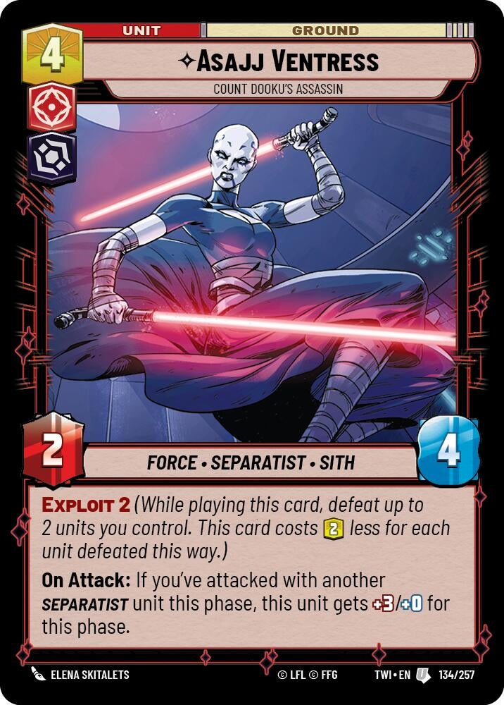 Image for Asajj Ventress - Count Dooku's Assassin (Twilight of the Republic) (134/257) - Star Wars: Unlimited