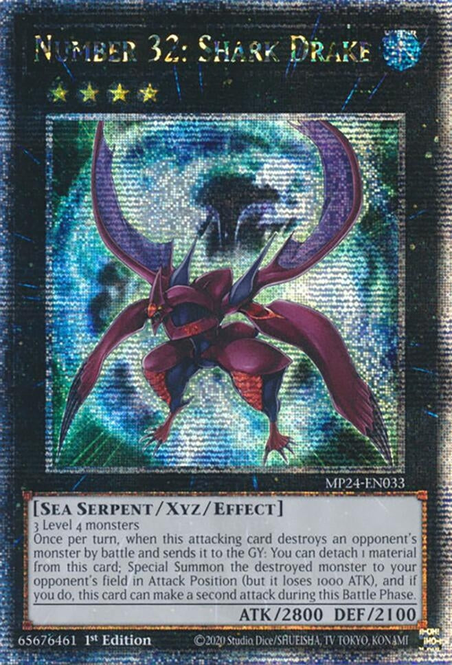 Image for Number 32: Shark Drake (Quarter Century Secret Rare) (25th Anniversary Tin: Dueling Mirrors) (MP24-EN033) - YuGiOh