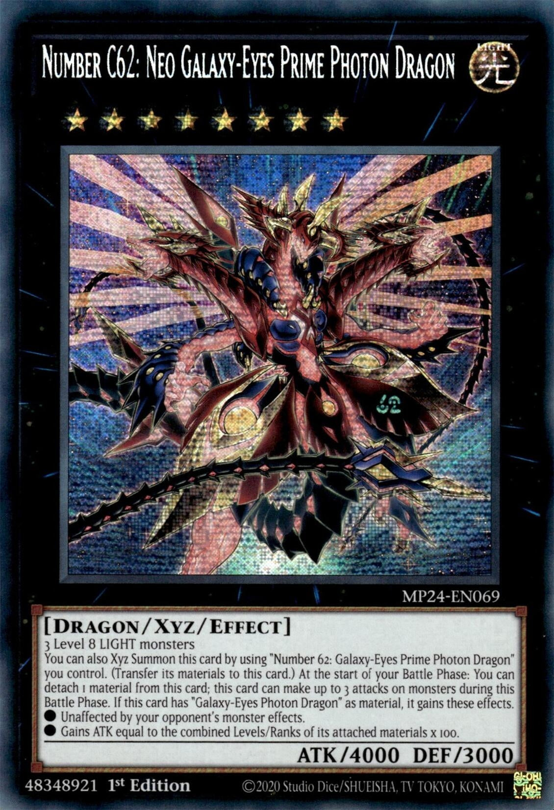 Image for Number C62: Neo Galaxy-Eyes Prime Photon Dragon (25th Anniversary Tin: Dueling Mirrors) (MP24-EN069) - YuGiOh