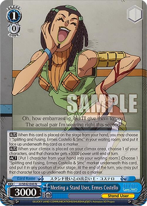 Image for Meeting a Stand User, Ermes Costello (JoJo's Bizarre Adventure: Stone Ocean Premium Booster) (JJ/SE42-E40 N) - Weiss Schwarz