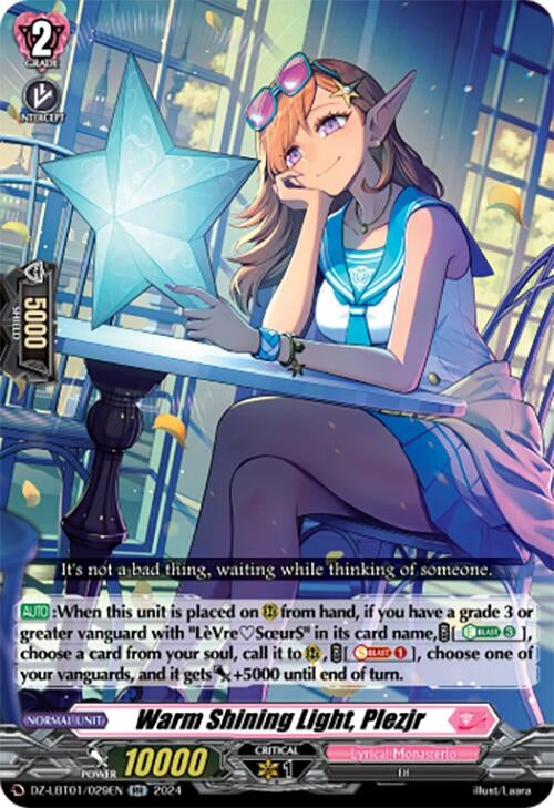 Image for Warm Shining Light, Plezjr (DZ-LBT01: Lyrical Monasterio Sparkling Stars!) (DZ-LBT01/029EN) - Cardfight Vanguard