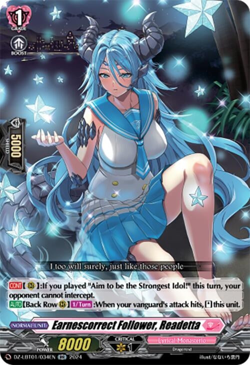 Image for Earnescorrect Follower, Readetta (DZ-LBT01: Lyrical Monasterio Sparkling Stars!) (DZ-LBT01/034EN) - Cardfight Vanguard