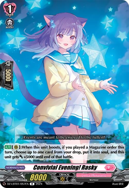 Image for Convivial Evening! Rasky (DZ-LBT01: Lyrical Monasterio Sparkling Stars!) (DZ-LBT01/057EN) - Cardfight Vanguard