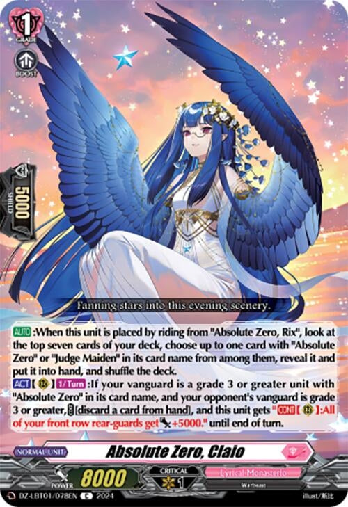 Image for Absolute Zero, Claio (DZ-LBT01: Lyrical Monasterio Sparkling Stars!) (DZ-LBT01/078EN) - Cardfight Vanguard