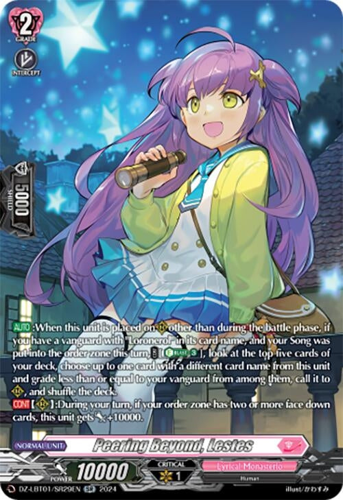 Image for Peering Beyond, Lestes (SR) (DZ-LBT01: Lyrical Monasterio Sparkling Stars!) (DZ-LBT01/SR29EN) - Cardfight Vanguard