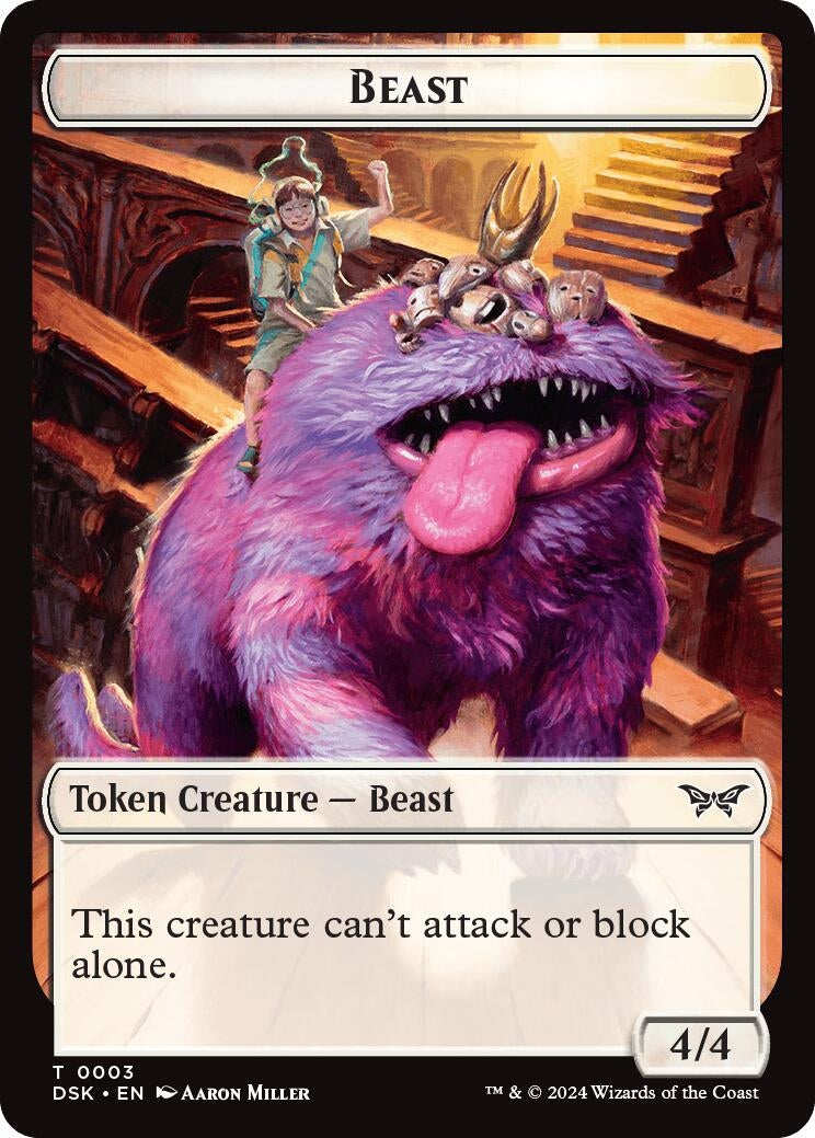Image for Beast // Copy Double-Sided Token (Duskmourn: House of Horror) (3 // 1) - Magic: The Gathering