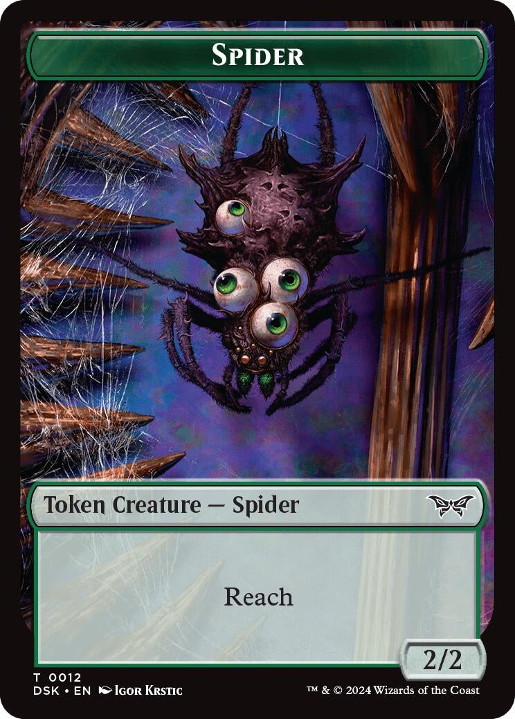 Image for Spider // Manifest Double-Sided Token (Duskmourn: House of Horror) (12 // 18) - Magic: The Gathering