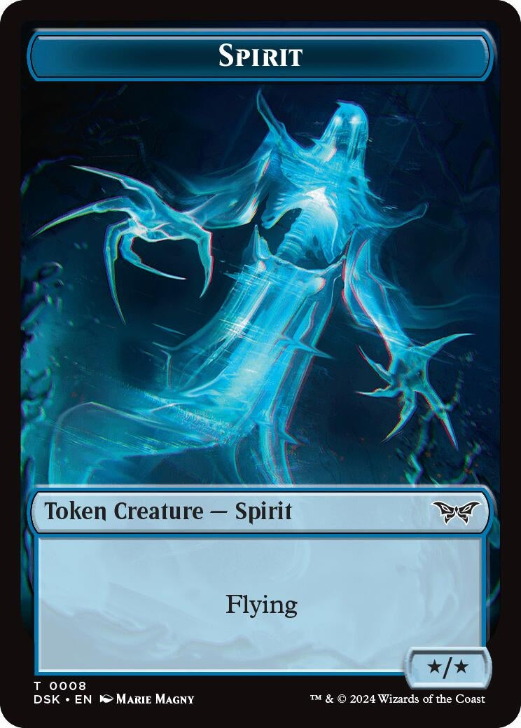 Image for Spirit (0008) // Manifest Double-Sided Token (Duskmourn: House of Horror) (8 // 18) - Magic: The Gathering