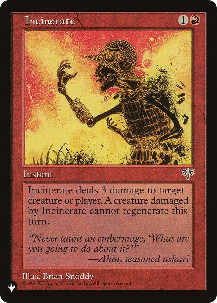 Image for Incinerate (The List Reprints) - Magic: The Gathering