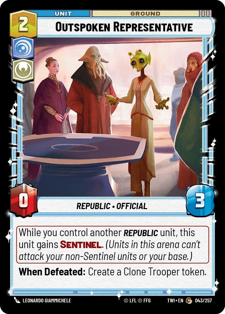 Image for Outspoken Representative (Twilight of the Republic) (043/257) - Star Wars: Unlimited