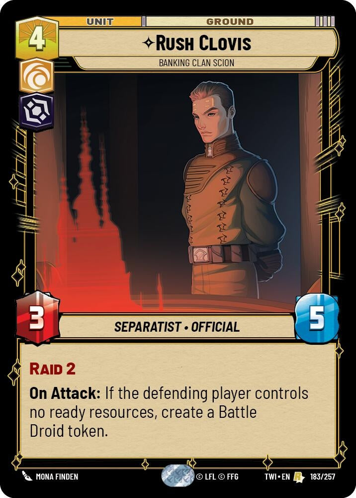 Image for Rush Clovis - Banking Clan Scion (Twilight of the Republic) (183/257) - Star Wars: Unlimited