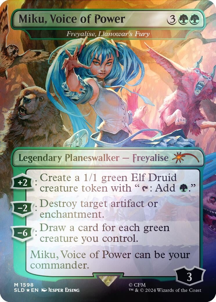 Image for Miku, Voice of Power - Freyalise, Llanowar's Fury (Rainbow Foil) (Secret Lair Drop Series) (1598) - Magic: The Gathering