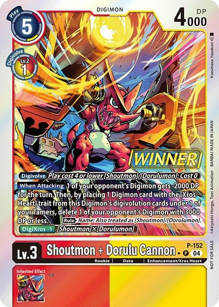 Image for Shoutmon + Dorulu Cannon (Store Tournament 2024 Oct. - Dec. Winner Pack) - Digimon Card Game