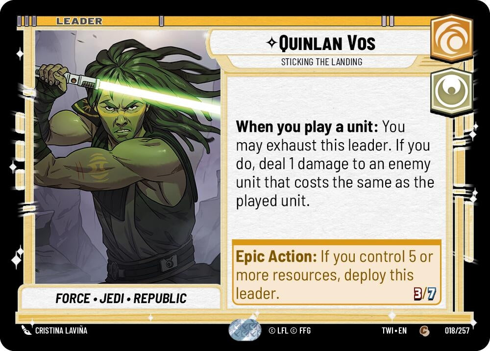 Image for Quinlan Vos - Sticking the Landing (Twilight of the Republic) (018/257) - Star Wars: Unlimited