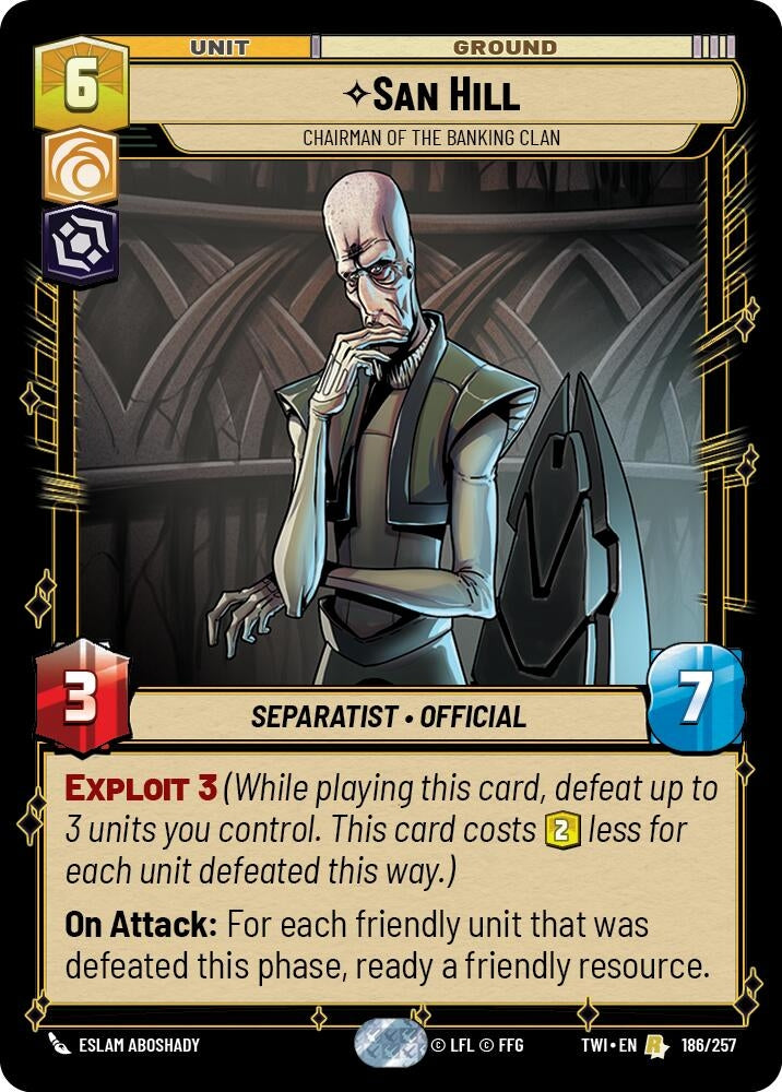 Image for San Hill - Chairman of the Banking Clan (Twilight of the Republic) (186/257) - Star Wars: Unlimited